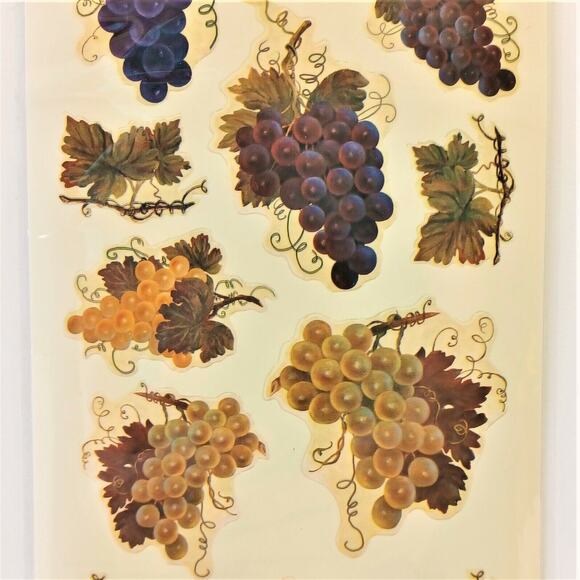 Lot/5 Sheets Glynda Turley 2005 Stickers Grapes Grape Leaves Leisure Arts crafts - Picture 3 of 4